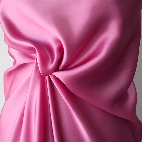 Pink Satin Fabric Pure Silk Bright Pink Satin 85g per Square Etsy
