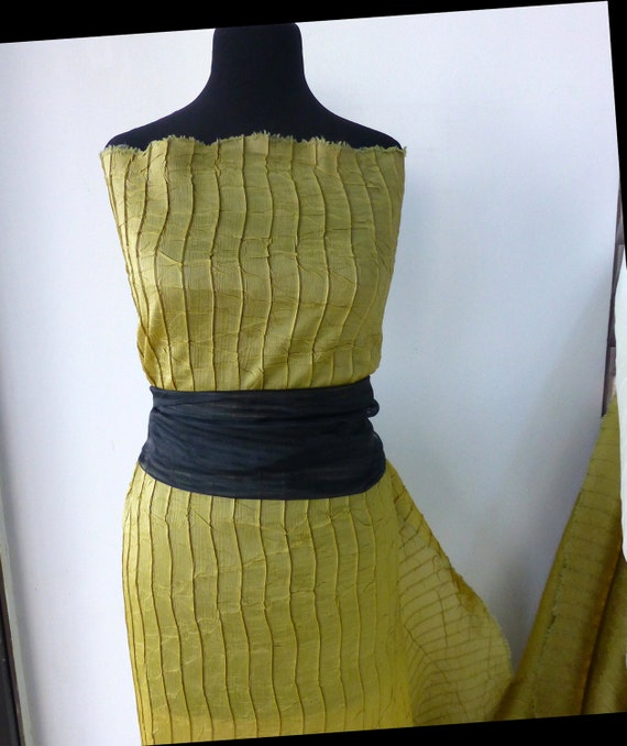 Yellow Pleated Organza Fabric Dress Shirting High Fashion - Etsy
