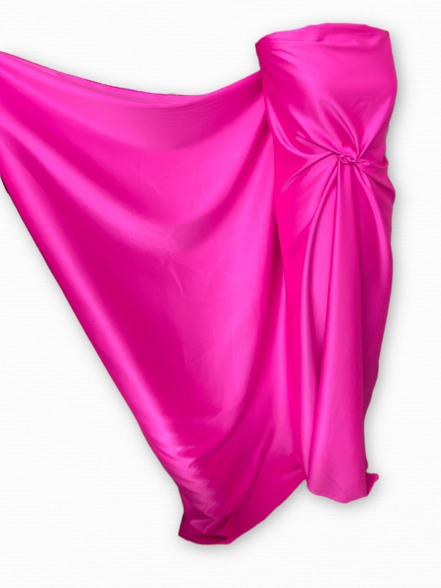 Hot pink crepe satin fabric 2 ways stretch polyester spandex 150cm 60 inches