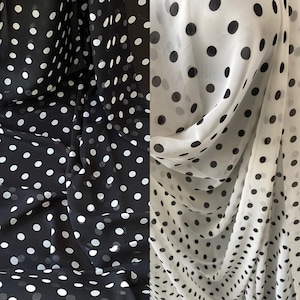 Polka dot chiffon fabric Black and white spots fabric, polka dot transparent fabric black and white polka dot