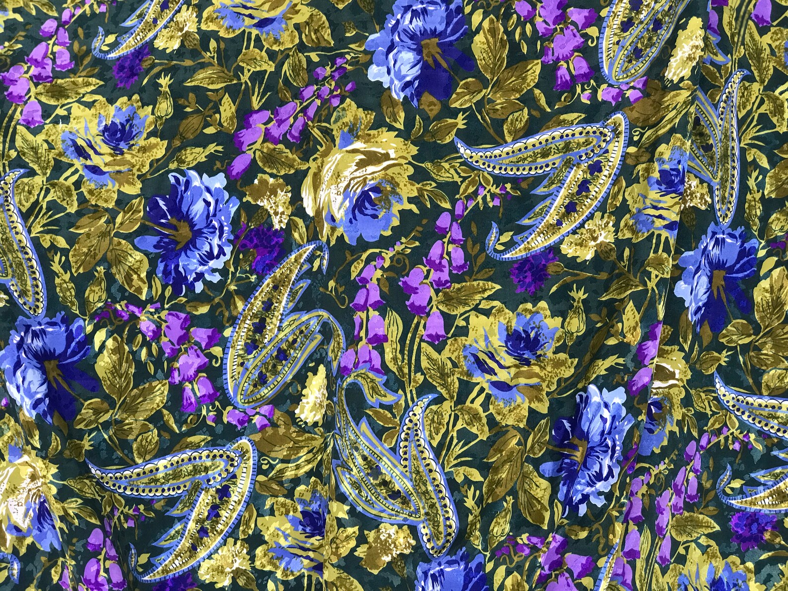 Polyester Print Fabric Jacquard Base Floral Purple Green 140cm Etsy