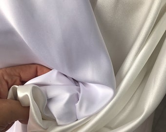 white ivory satin fabric polyester spandex 2 way stretch lining under lace lingerie colour options 150cm wide