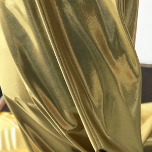 gold Metallic stretch fabric dot shine elastane four way stretch knitted fabric, gold stretch costume fabric