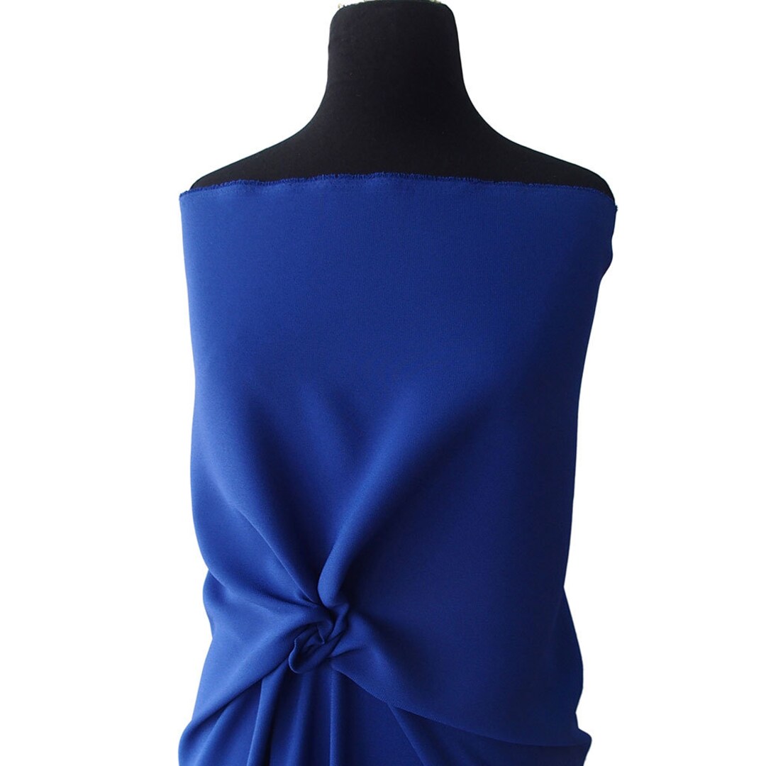 Cobalt Blue Crepe Satin Fabric 2 Ways Stretch Polyester - Etsy