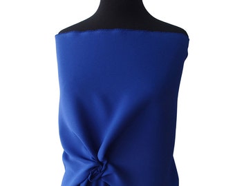 Tissu crêpe satin bleu cobalt, polyester élasthanne extensible dans les 2 sens, 150 cm 60 pouces