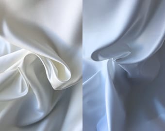 Satin duchesse blanc, satin duchesse ivoire, satin duchesse de polyester satin duchesse de mariée 205 grammes m² 150 cm de large 60 pouces