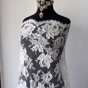 off White bridal lace fabric Solstiss French Lace floral lace roses wedding dress fabric scallop edging eyelash lace 150cm wide