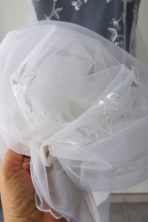 Bordo di tulle ricamato bianco velo nuziale capesante Marco | Etsy Italia