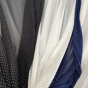 Micro dot chiffon fabric, Mini Polka dot chiffon fabric Blue and white spots fabric, black and white spots fabric
