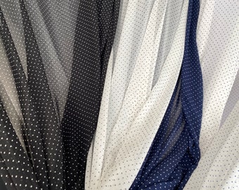 Micro dot chiffon fabric, Mini Polka dot chiffon fabric Blue and white spots fabric, black and white spots fabric