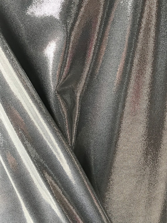 Silver Shiny Metallic Stretch Fabric Dot Shine Elastane Four Way