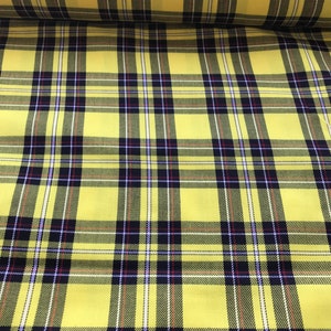 Yellow and  Black tartan fabric Yellow and Black plaid fabric MacLeod of Lewis, yellow and black check fabric polyester tartan  150cm 60&quot;