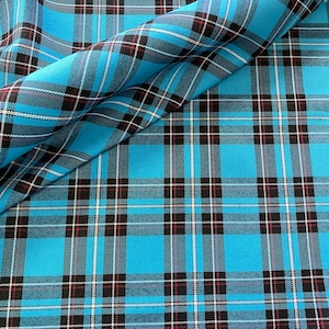 Blått tartantyg, polyviskos tartan, rutmönster tartantyg kilt rutig kjol sömnad klädsömnad 150 cm 60"