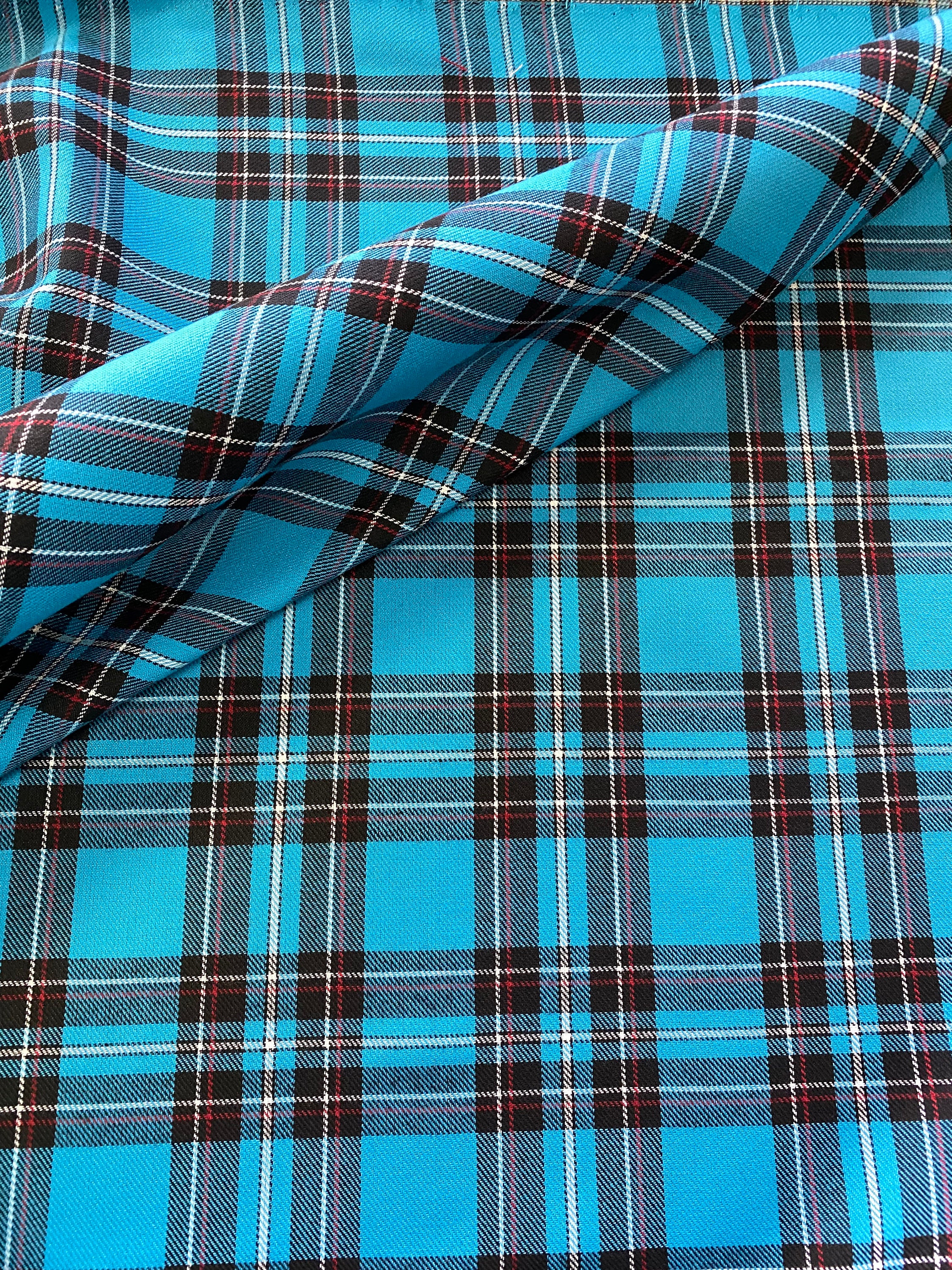 Ivory & Blue Plaid Cotton Flannel Fabric - 60 Wide - Sold by the Yard and  Bolt