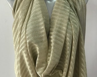 Gold metallic thread striped knitted jersey fabric 150cm wide 2 way stretch bridal clothing Festive season Christmas decotation