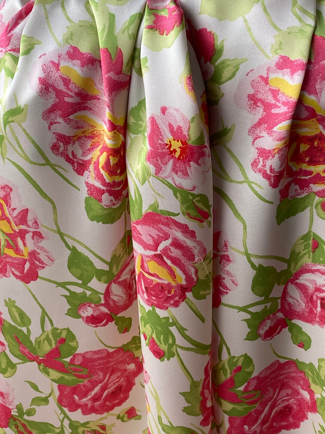 Large Floral Print Silk Satin Fabric 100% Silk Satin White - Etsy