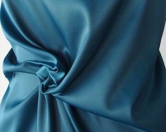 Teal Blue polyester satin fabric, black satin, poly spandex heavy Duchess satin, dull  heavy stretch elegant under lace 150cm 60 inches