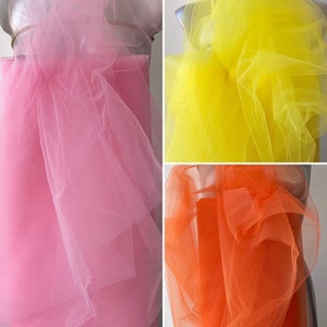 Tulle fabric 5m length, under skirting Tutus orange tulle, pink tulle, yellow tulle, Christmas decoration Carnival 300cm 118&quot;  wide