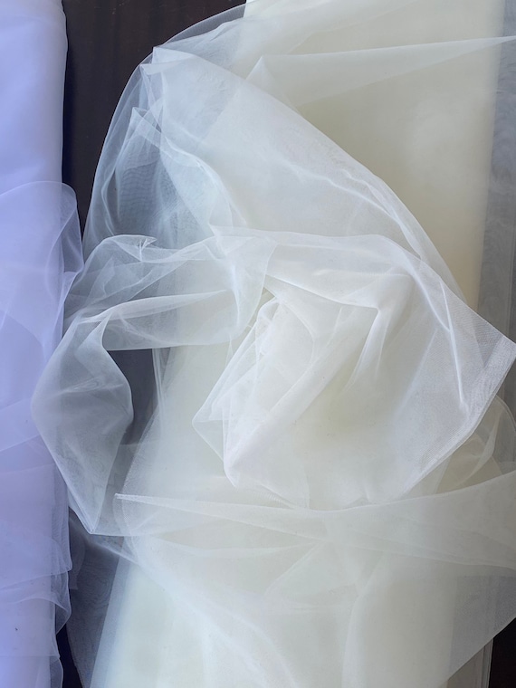 Soft Tulle Fabric Small Hole Tulle for Veiling Bustle Trail White off White  Ivory Wedding Dress Tulle Italy 3m 118 Wide 