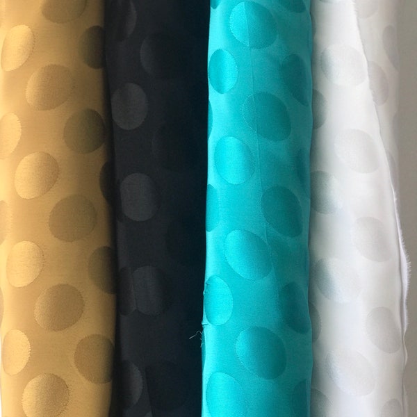 Crepe de Chin Viscose Acetate spots fabric, jacquard dots summer dress top fabric turquoise blue gold black white