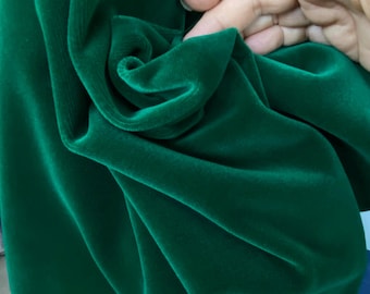 Tessuto in velluto di cotone verde smeraldo, qualità premium di Niedieck, rivestimento in velluto largo 150 cm, 307 g/mq