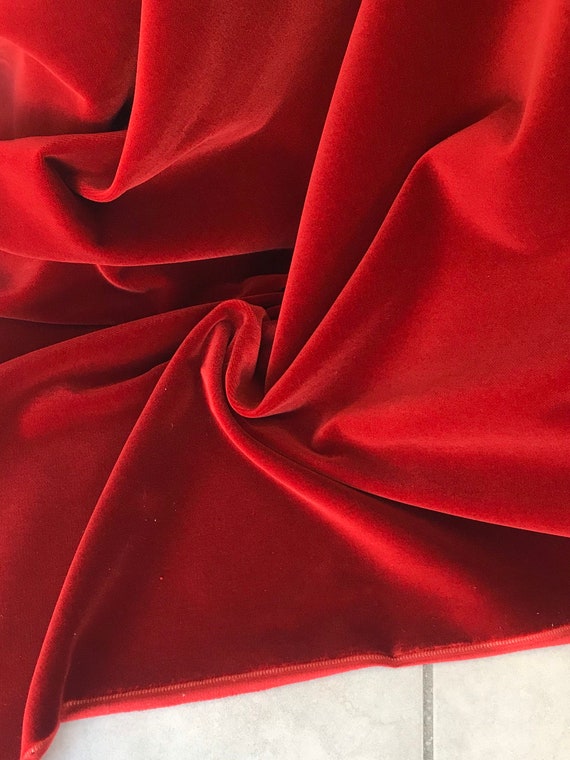 Red Cotton Velvet Fabric, Premium Quality by Niedieck 150cm Wide Velvet  Coating 307 G/sqm 