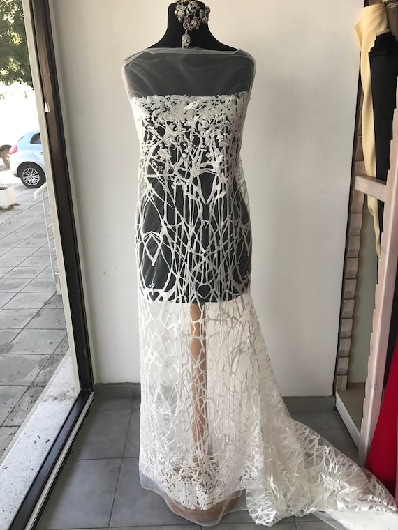 Embroidered Tulle for wedding dress