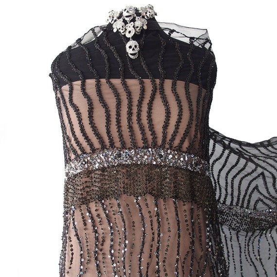 Black Embroidered Lace Fabric Tulle Embroidered in Metallic Thread Black and Iridescent Beads Sequins Paillettes Red Carpet Dress Bridal - Etsy Black Embroidered Lace Fabric Tulle Embroidered in Metallic Thread Black and Iridescent Beads Sequins Paillettes Red Carpet Dress Bridal - Etsy