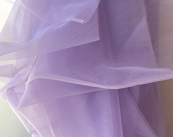 5m lot piece, purple tulle, powder purple tulle fabric, soft small hole tulle ivory bridal tulle, veiling, 3m 118" inches wide