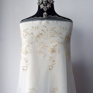 ivory embroidered tulle bridal veiling scallop edge Marco Lagattolla