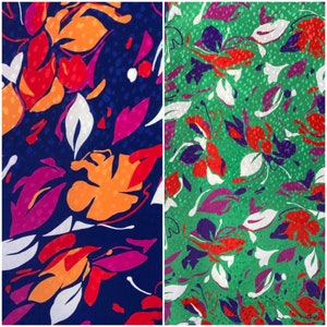 floral print silk fabric, mixed silk crepe de chin fabric for summer dress, cobalt blue silk jacquard summer dress fabric 140cm wide