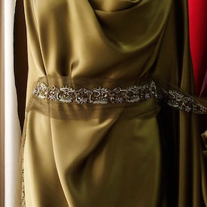 green beaded border trim, olive green
