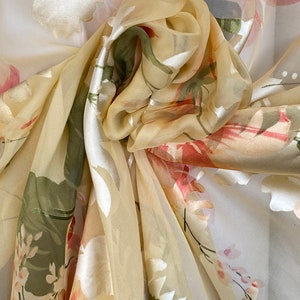 Silk Devore burnout fabric peach beige floral silk summer dress fabric image 5