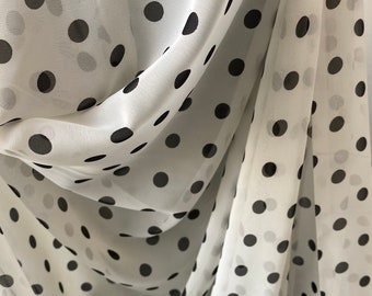 Buy Polka Dot Chiffon Fabric Black and White Spots Fabric Polka