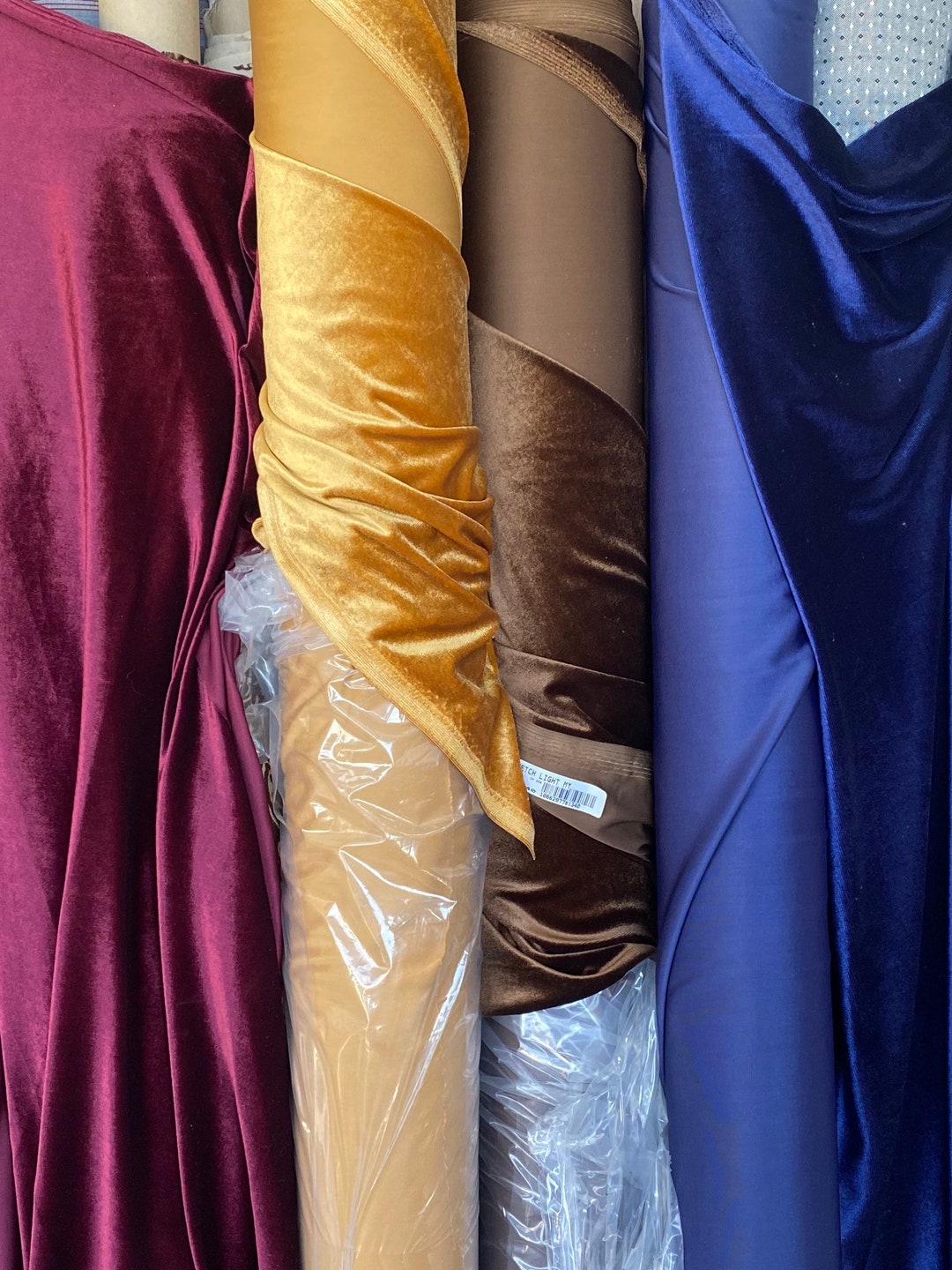 Stretch Velvet Fabric Velvet Jersey Burgundy Velvet, Blue Velvet