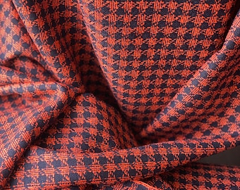 karierter Wollstoff, orange auf blauem Wollstoff, Dormeuil, reine Wolle, passender Überzug aus reiner Wolle