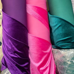 Tejido de terciopelo elástico púrpura real terciopelo elástico terciopelo jersey terciopelo rosa terciopelo, terciopelo verde, terciopelo púrpura