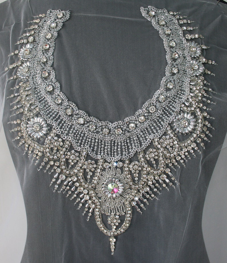 Neckline Applique Embellishment Necklace Metallic Thread Etsy
