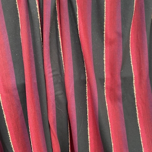 Striped wool fabric burgundy red black poly wool winter sewing project fabric