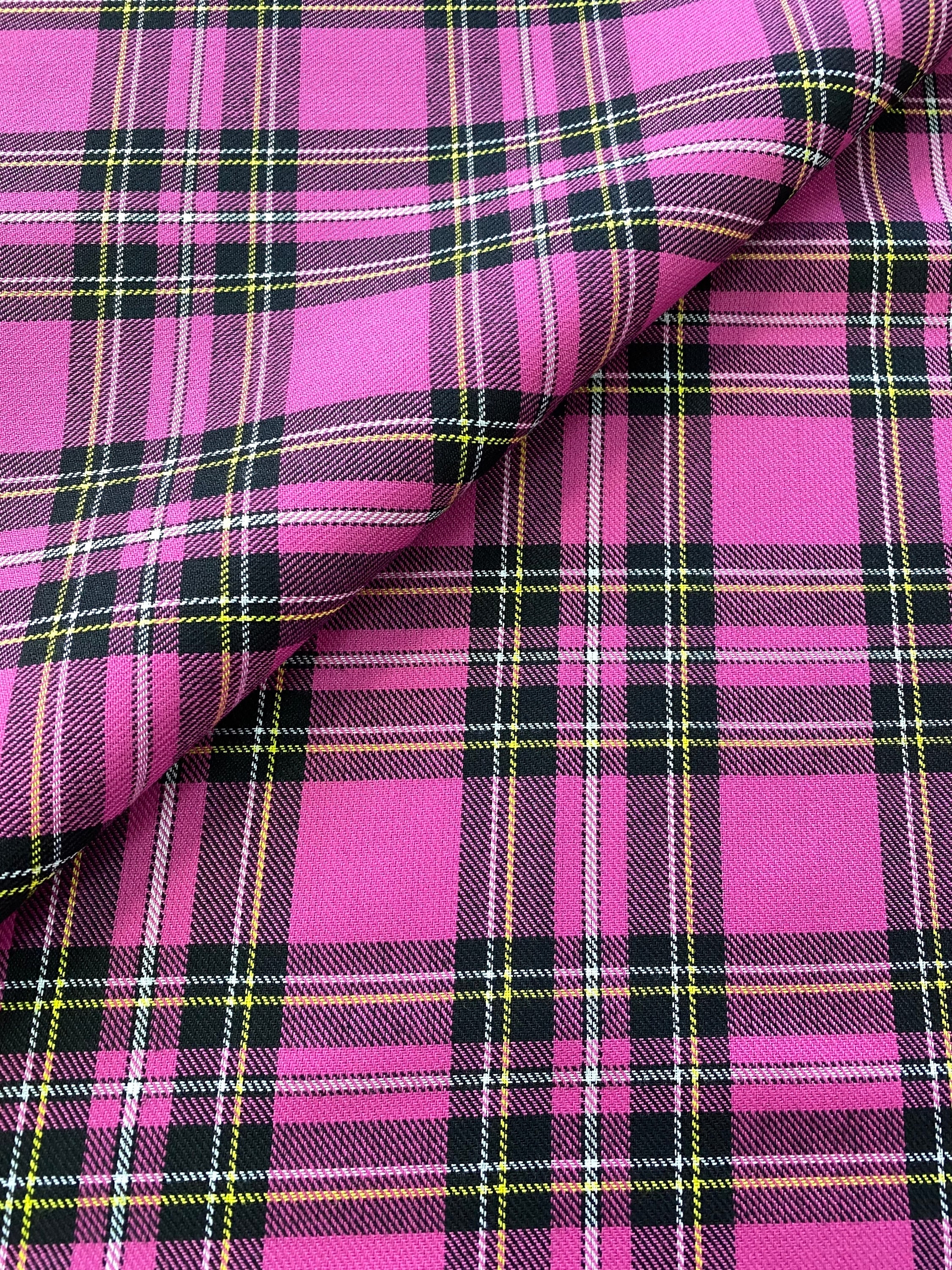 Rosa karierter Schottenkaro Stoff, Tartanstoff, Schottenkaro, Kilt, Schottenkaro, 150 cm 60"