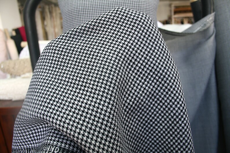 Dogtooth houndstooth black and white check fabric pure wool Etsy
