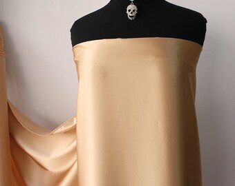 Tissu en satin polyester spandex brillant, extensible, pour robe, chemise, lingerie, couleur chair, or, rose, plusieurs couleurs, 150cm de large