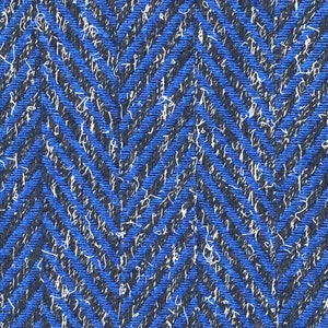 large herring bone chevron design, cobalt blue on charcoal grey winter fabric wool mix suiting coating cape skirt poncho fabric
