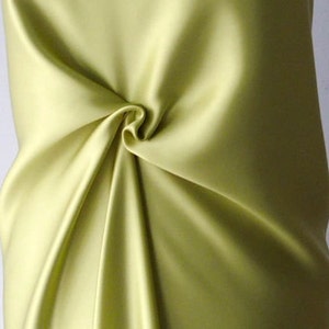 green satin fabric lime green pure silk satin 85g per square meter medium weight 19mm 19 momme weight European production premium quality