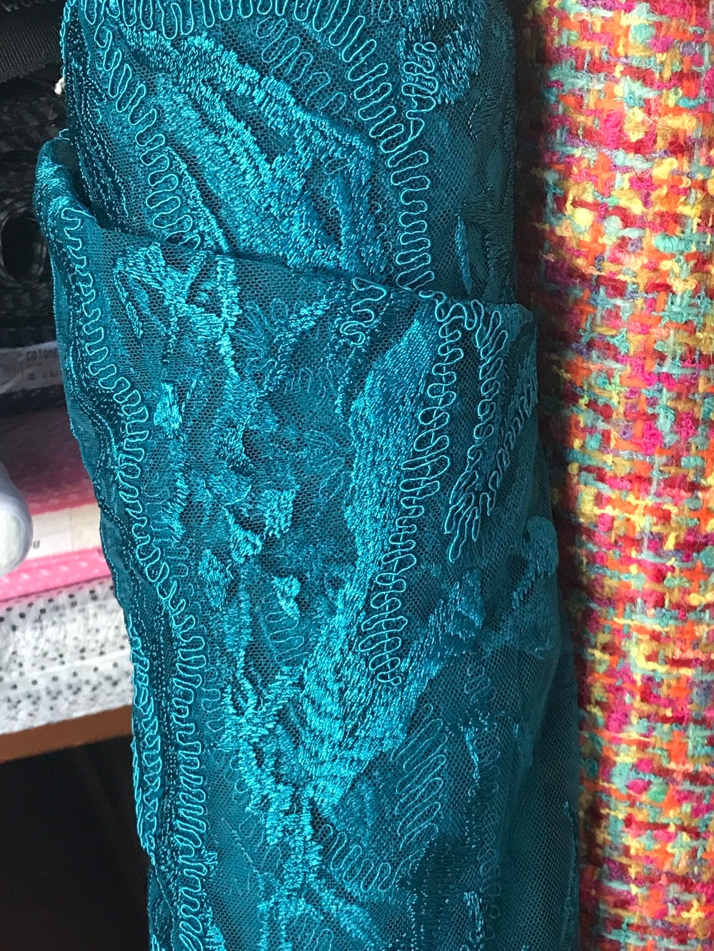Teal Blue Petrol Corded Lace Fabric Scallop Edge Both Ends - Etsy