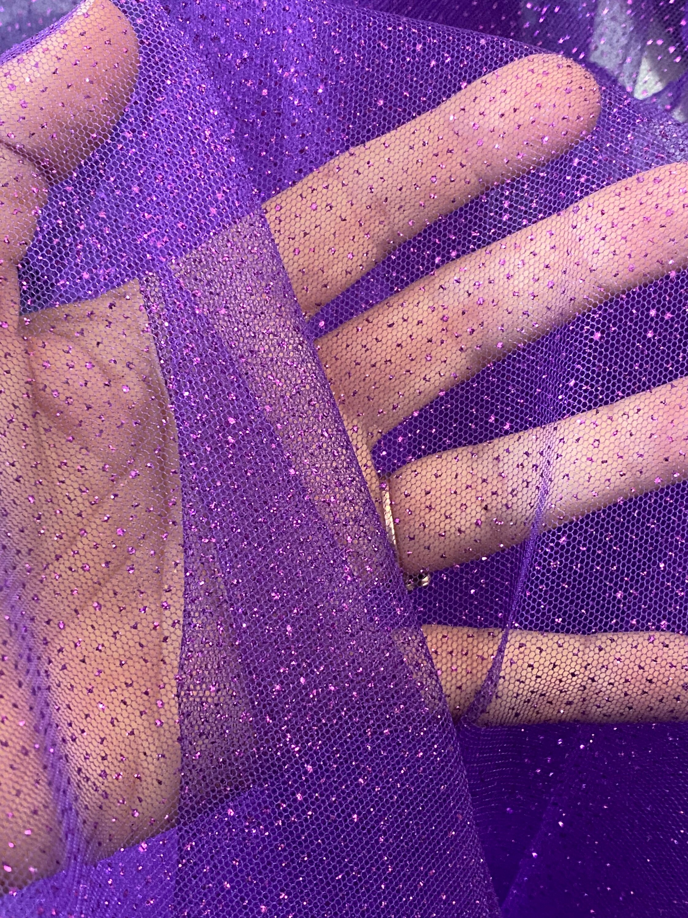 Fashion Fabrics Club Purple Sparkle Tulle Bolt Fabric (100% Nylon)