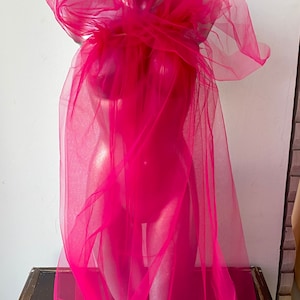 fuchsia Pink Tulle fabric, small hole tulle, under skirting Tutus Skirts, millinery Hats Christmas decoration Carnival 300cm 118&quot;  wide