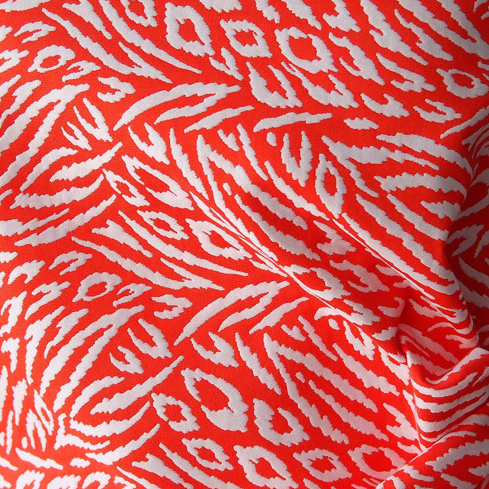 Cotton Jacquard Fabric Abstract Print Coral and White Thick Etsy