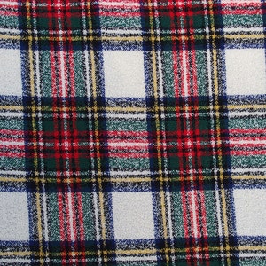 tweed boucle tartan fabric Red and white pure wool check fabric kilt plaid skirt bustle sewing dressmaking shawl stole scarf 150cm 60&quot;