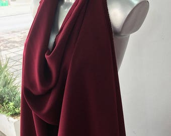 Dark red, wine Bordeaux stretch crepe fabric,  2 way stretch pebble crepe textured polyester spandex 150cm 60 inches